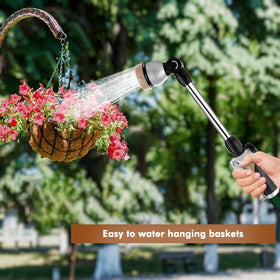 Restmo heavy-duty metal wand handles patio cleaning and plant care.