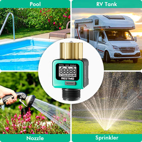 Restmo digital display with unit switch from gallons to liters for versatility.