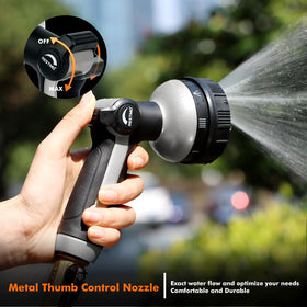 Restmo eight-pattern spray covers lawn, car, and pet cleaning tasks.