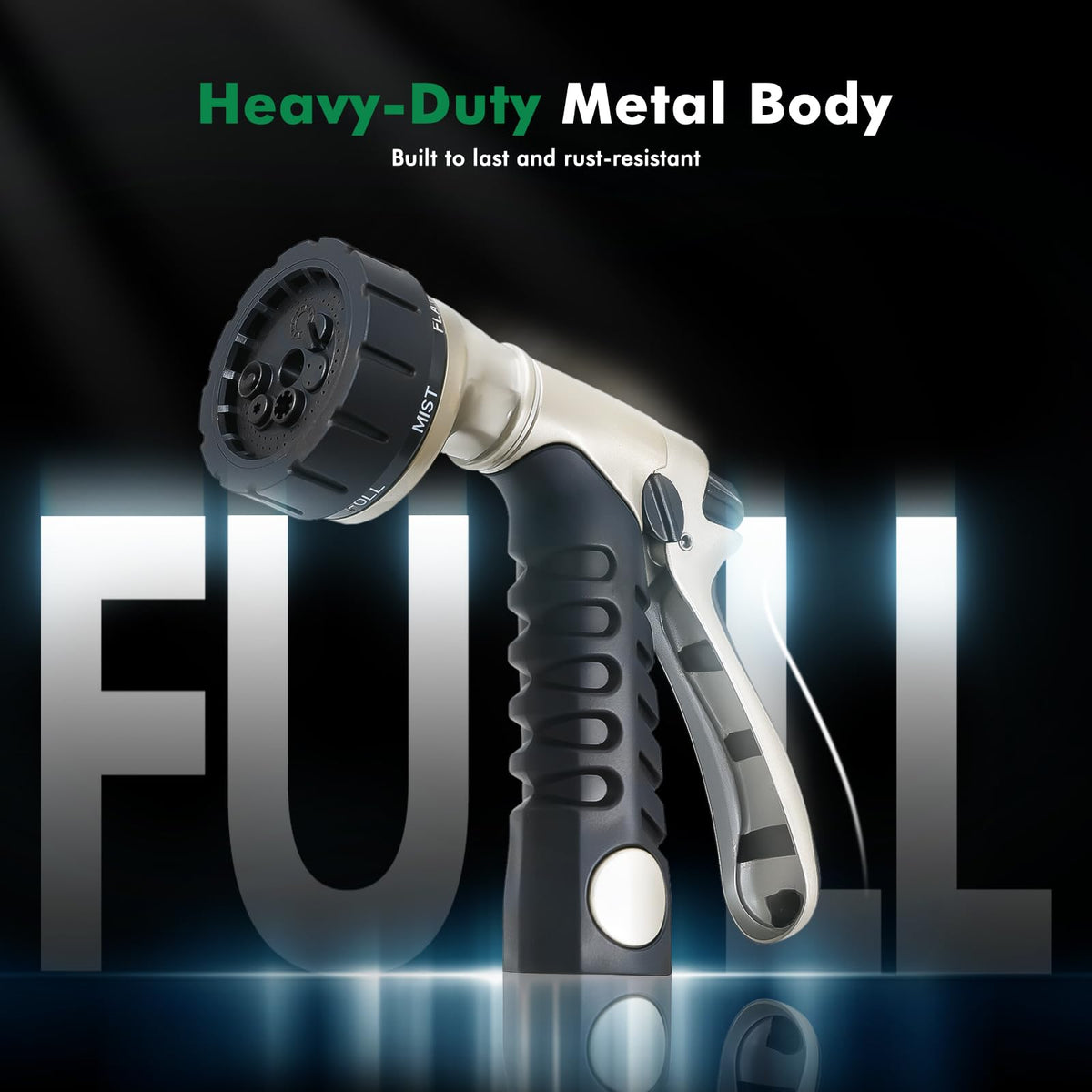 Restmo ergonomic rear-press lever provides smoother operation while watering.