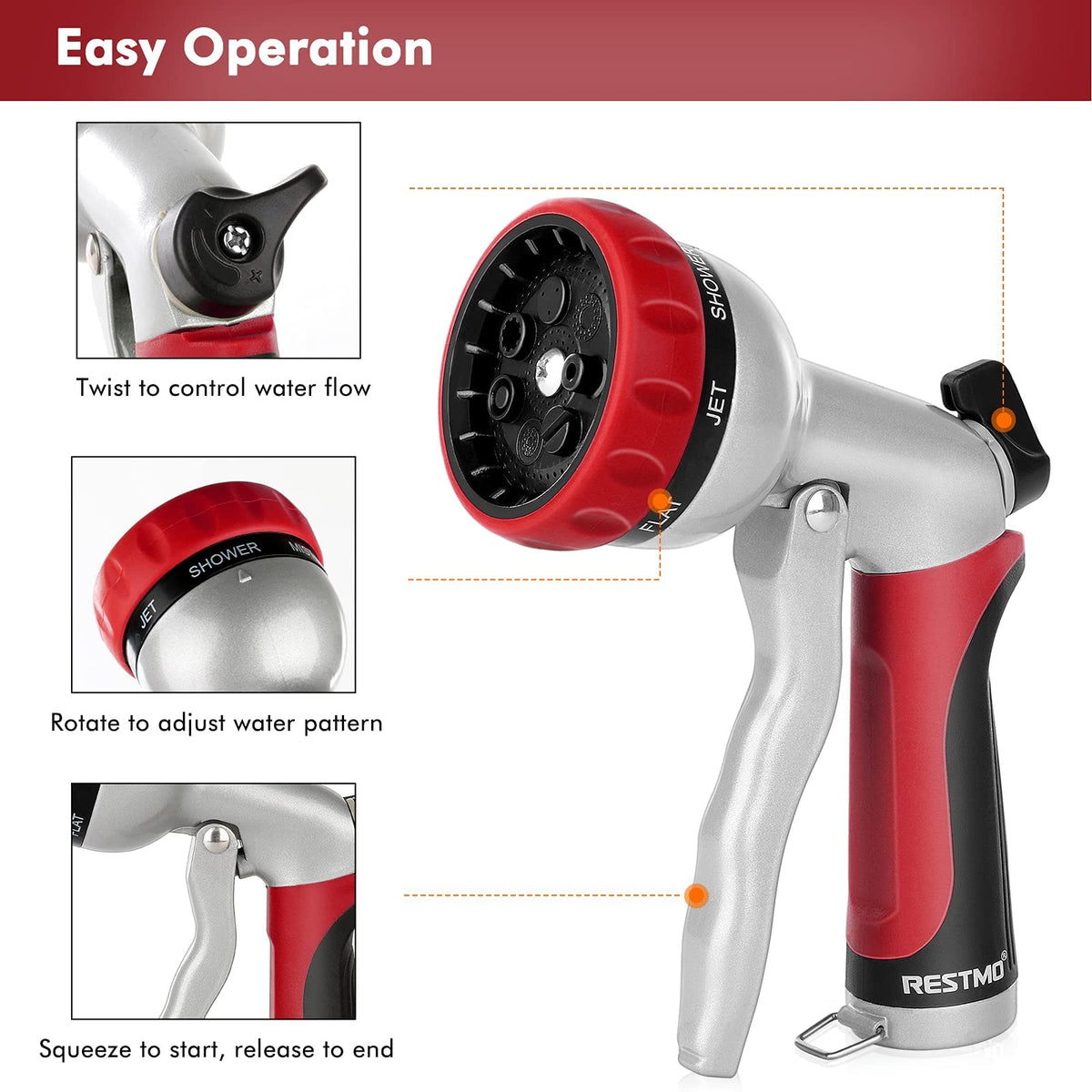 RESTMO ergonomic soft-grip handle reduces hand fatigue