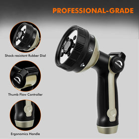 Restmo ergonomic soft-grip nozzle supports comfortable watering sessions.
