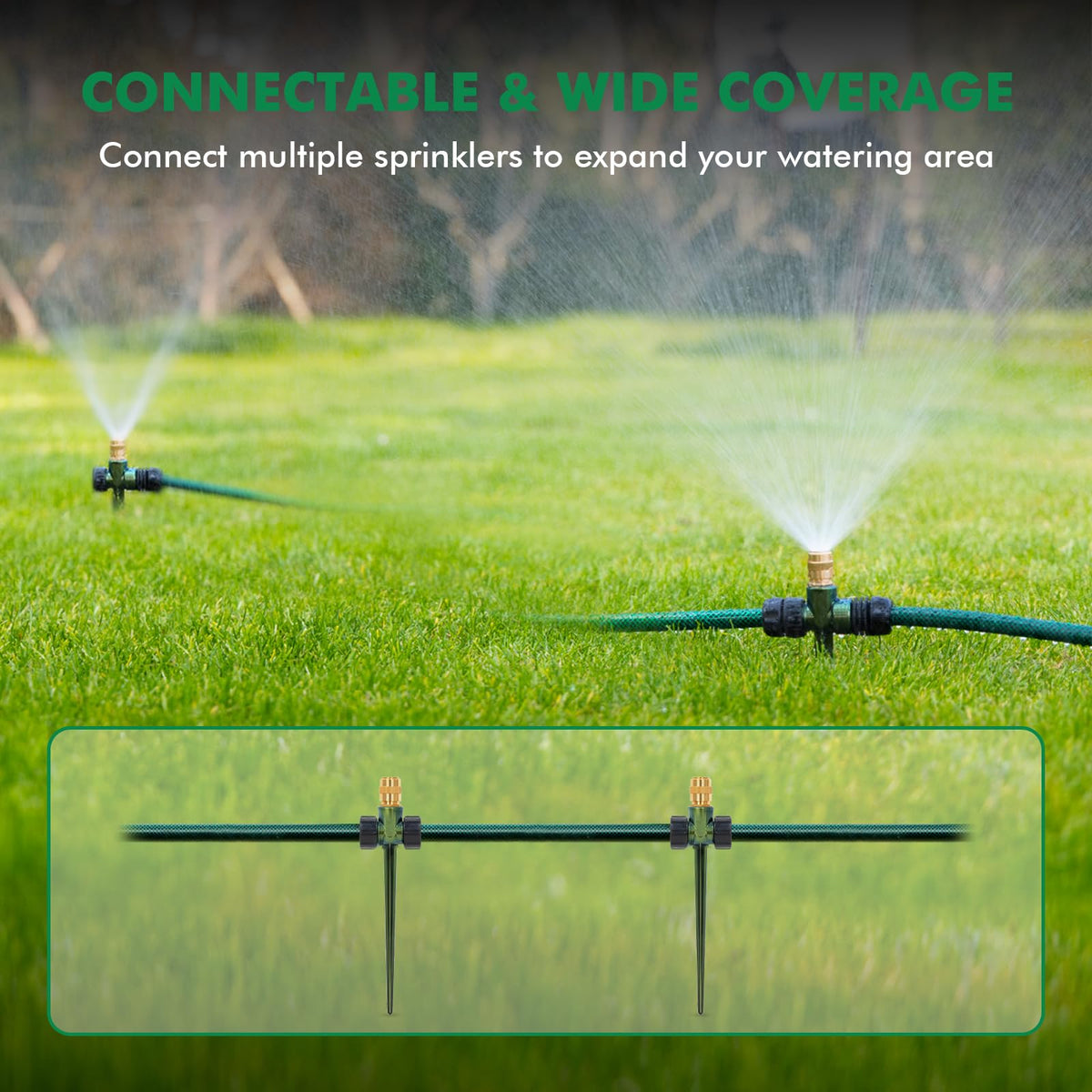 Restmo expandable design allows linking multiple sprinklers for larger areas