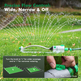 Restmo flow control dial lets you adjust water volume precisely for varied zones.