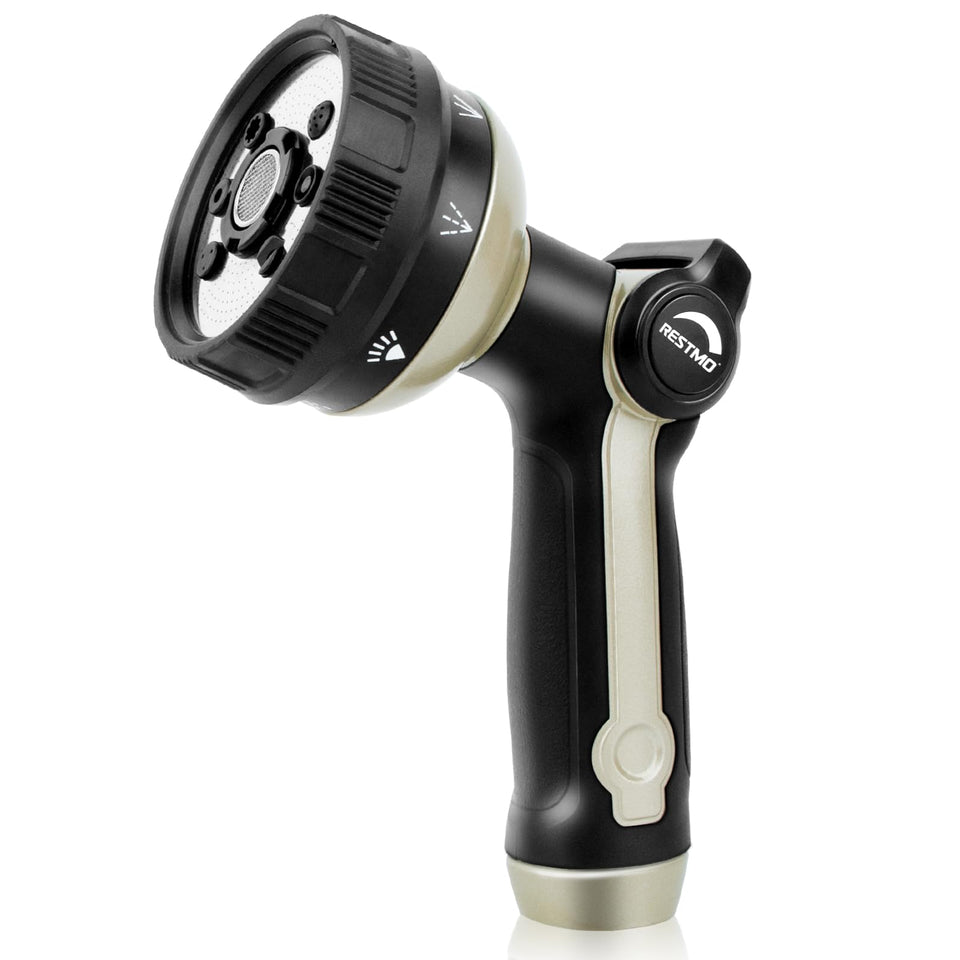 Restmo full shower hose nozzle with bronze finish for durable yard watering.