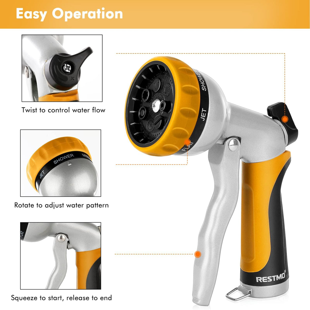 Restmo ergonomic design with TPU coating offers comfortable, non-slip grip.