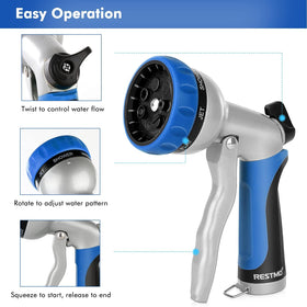 RESTMO Garden Hose Nozzle ergonomic grip reduces hand fatigue during extended use.
