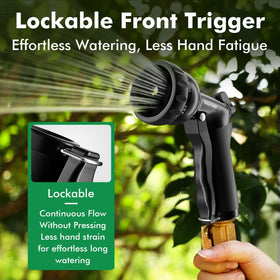 Restmo lockable trigger design allows steady hands-free water flow.