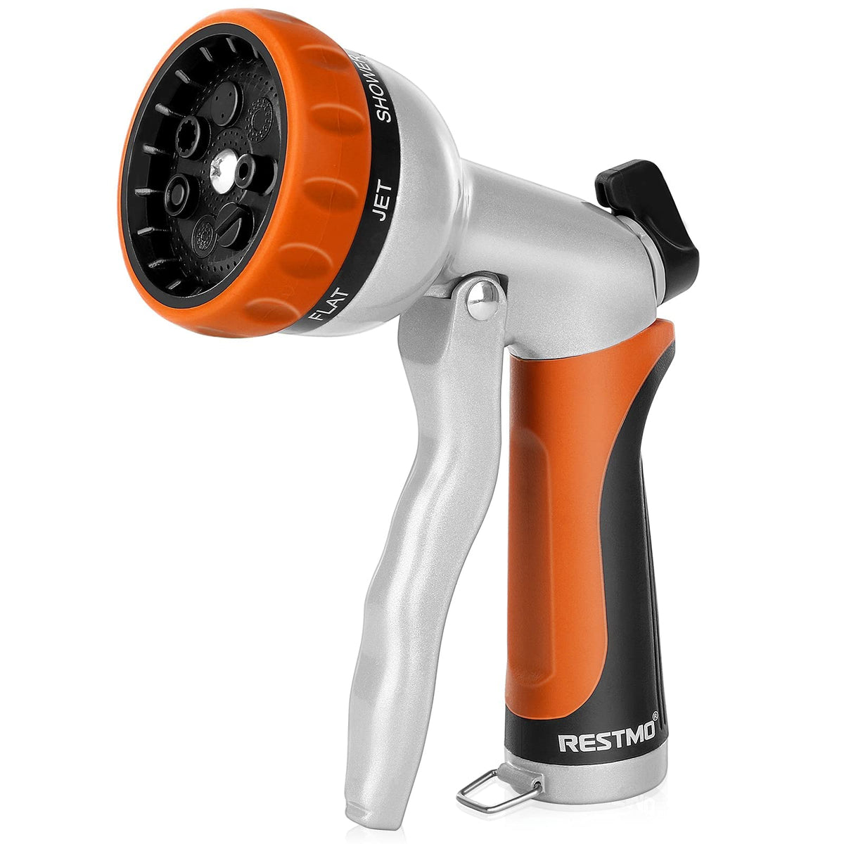 Restmo garden hose nozzle metal body showcases durability for daily watering.