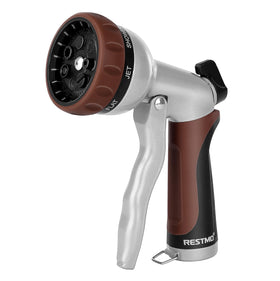 Restmo garden hose nozzle with durable metal body for long-lasting watering.