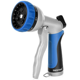RESTMO Garden Hose Nozzle metal-body design ensures long-lasting watering durability.