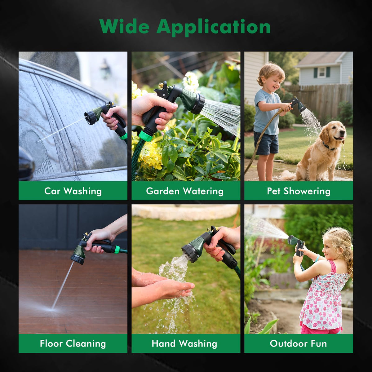 Restmo nozzle multi-use design suits garden, car wash, and pet cleaning.