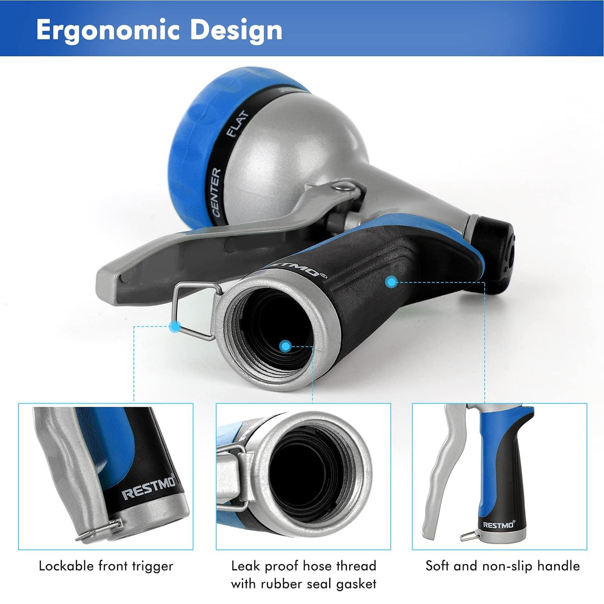 RESTMO Garden Hose Nozzle rubber washers provide leak-free attachment and seal.