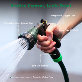 Restmo garden hose nozzle six-pattern dial for versatile watering tasks.