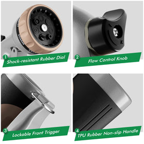 Restmo soft-TPR grip provides non-slip handling during watering.