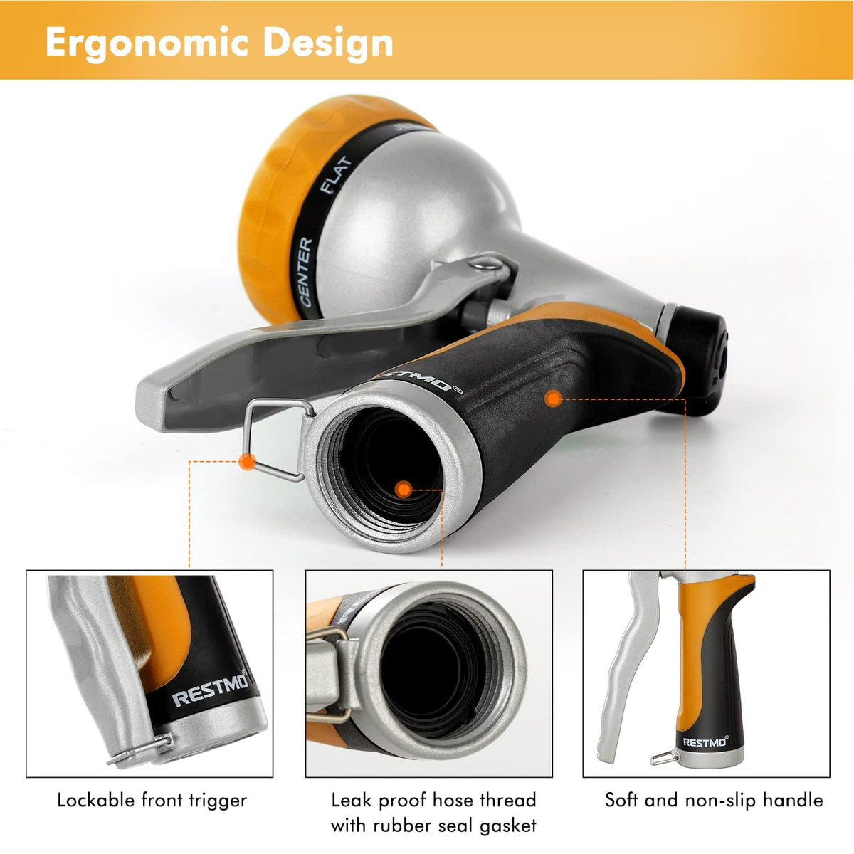 Restmo 3/4 inch NH thread fits standard hoses for leak-free attachment.