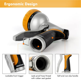 Restmo 3/4 inch NH thread fits standard hoses for leak-free attachment.