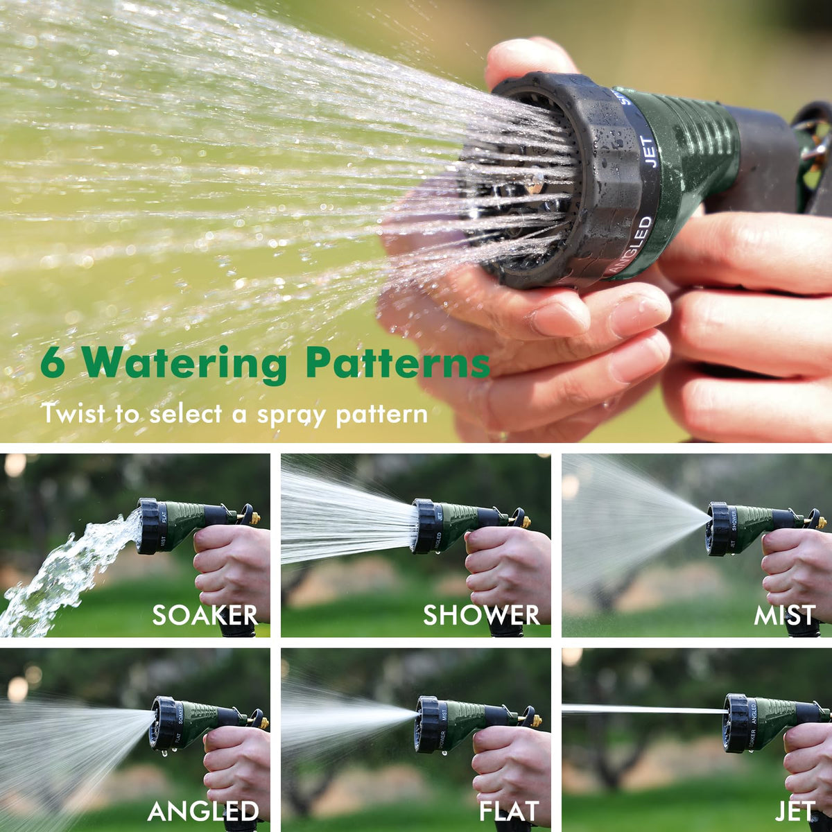 Restmo nozzle trigger lock reduces hand fatigue during extended watering.