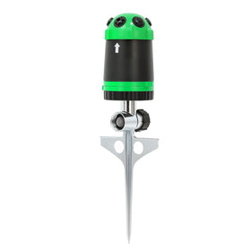 Restmo Gear Drive Sprinkler six-pattern dial for versatile garden watering across beds and lawns.