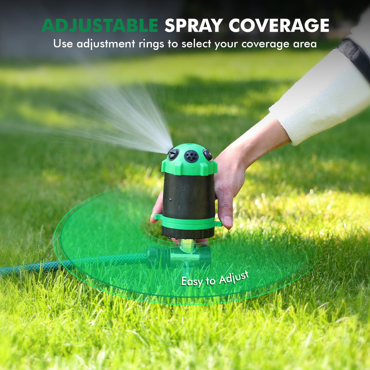 Restmo Gear Drive Sprinkler adjustable distance and angle for targeted watering.