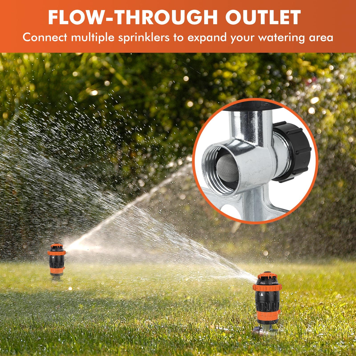 Restmo Gear Drive Sprinkler wide 50 ft diameter irrigation for larger yards.