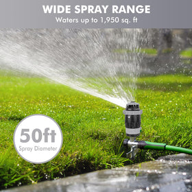 Restmo Gear Drive Sprinkler flat pattern evenly wets beds and borders.