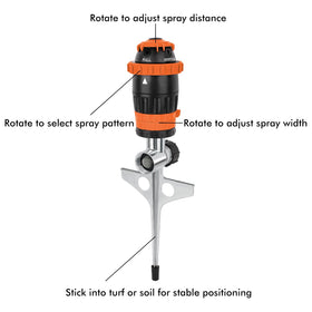 Restmo Gear Drive Sprinkler jet pattern delivers a powerful irrigation stream.
