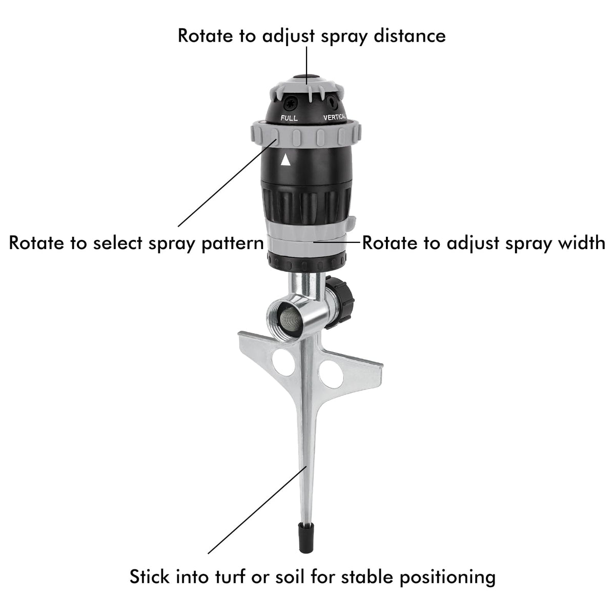 Restmo Gear Drive Sprinkler jet pattern delivering a strong spray for quick lawn coverage.