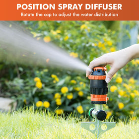 Restmo Gear Drive Sprinkler vertical pattern targets narrow areas like borders.