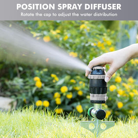 Restmo Gear Drive Sprinkler vertical pattern targets edges with a precise spray.