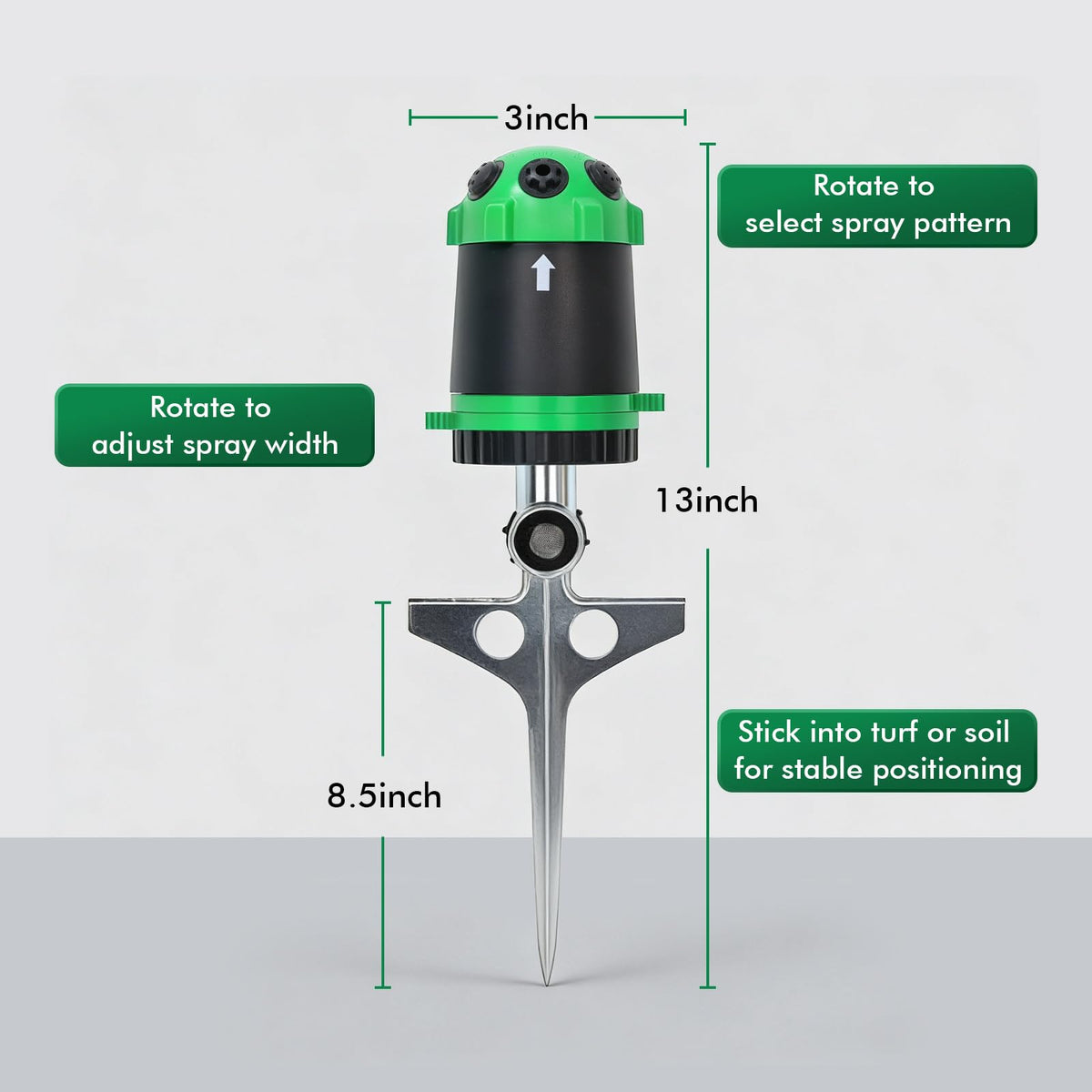 Restmo Gear Drive Sprinkler wide-coverage 50ft assists efficient lawn hydration.
