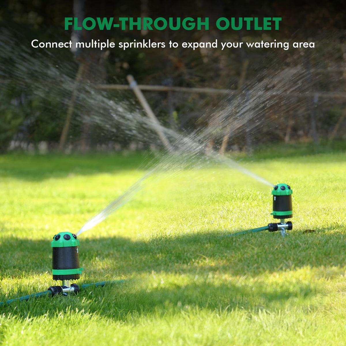 Restmo Gear Drive Sprinkler ideal for flower beds and open lawns.