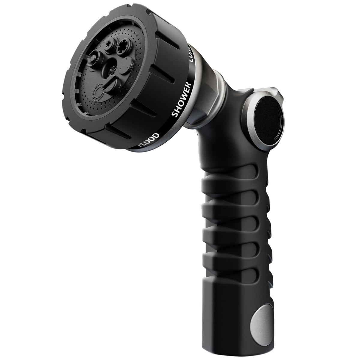 Restmo heavy-duty hose nozzle with metal body for durable, rust-resistant watering performance.