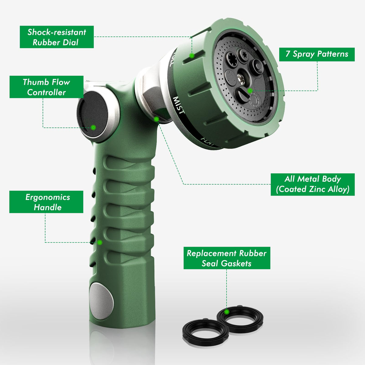 Restmo hose nozzle in shower pattern for gentle plant care