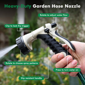 Restmo heavy-duty metal nozzle with ergonomic grip for comfortable long sessions.