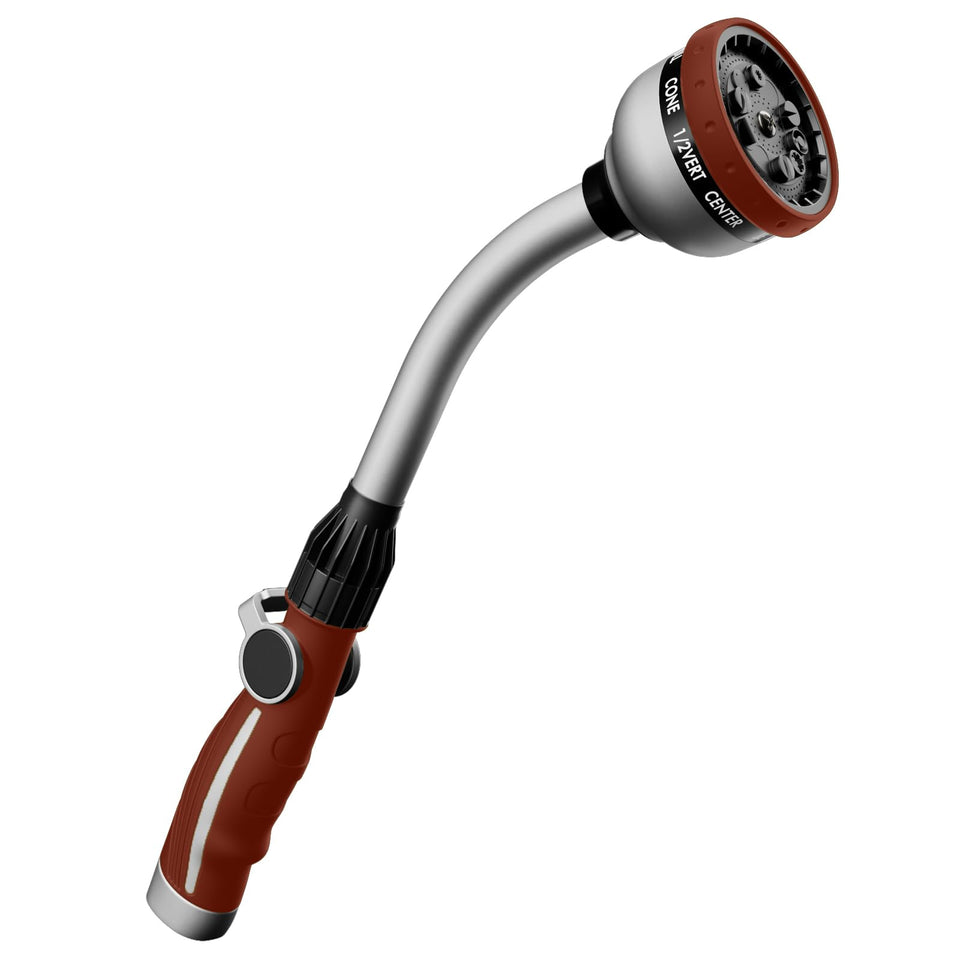 Restmo heavy-duty metal watering wand with 15 inch reach for versatile garden watering.