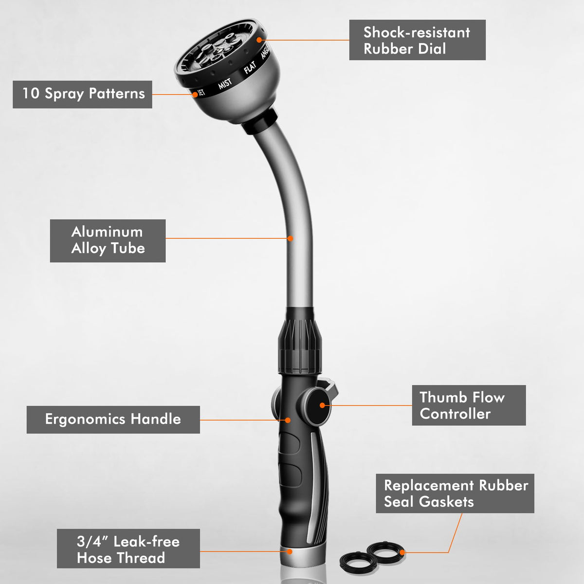 Restmo heavy-duty metal watering wand designed for durable, long-term garden use.