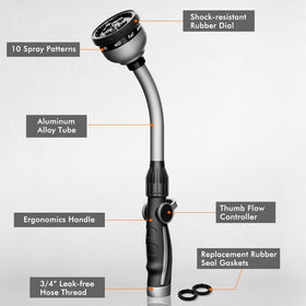 Restmo heavy-duty metal watering wand designed for durable, long-term garden use.