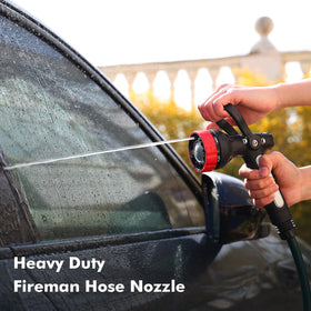 Restmo high-pressure cleaning stream powers dirt removal on driveways and cars.