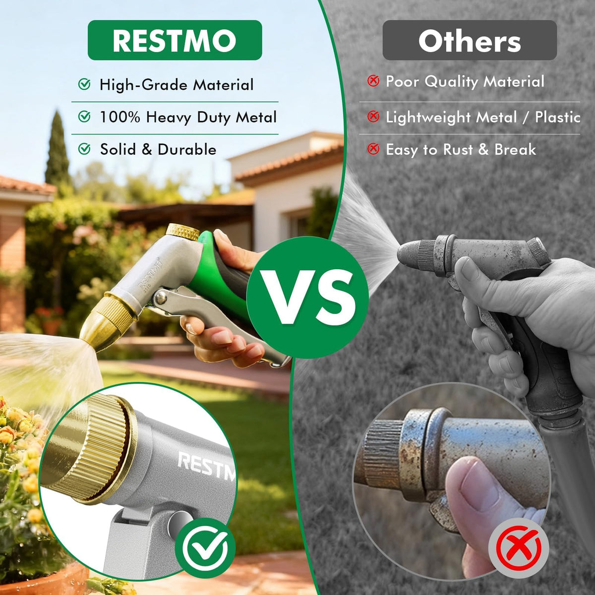 Restmo powerful water flow delivers up to 2.17 gal/min for fast tasks.