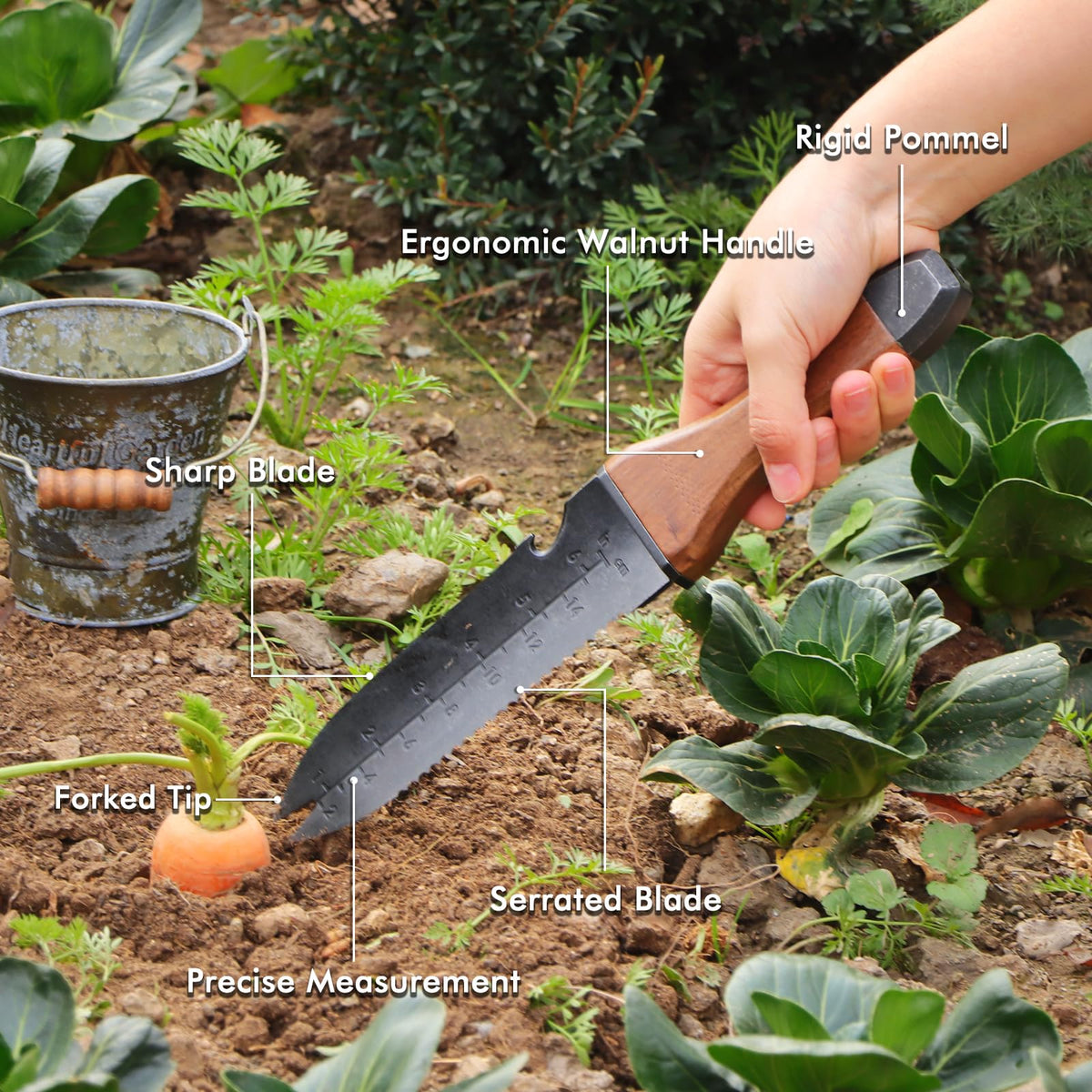 Restmo hori hori depth gauge aids accurate planting depth in beds and rows