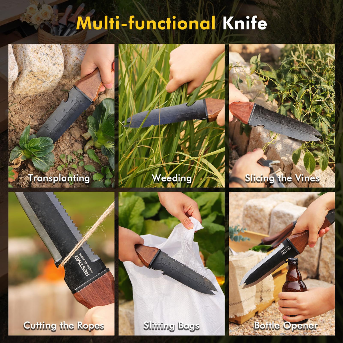 Restmo hori hori full-tang with walnut handle provides comfortable, secure grip