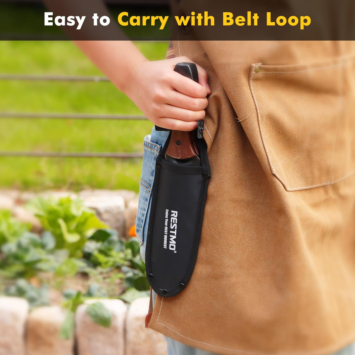 Restmo hori hori secure nylon sheath enables convenient hip carry