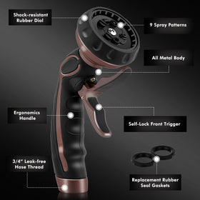RESTMO hose nozzle 9-pattern dial offers versatile spraying for cleaning and gardening