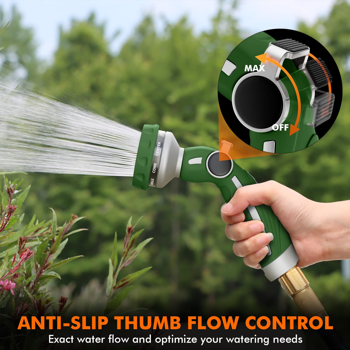 RESTMO 9-pattern dial enabling quick spray mode changes.