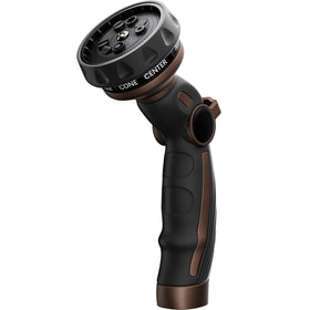 Restmo heavy-duty metal hose nozzle with nine patterns for versatile watering tasks.