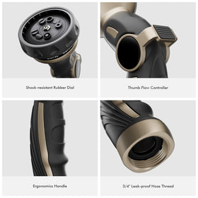 Restmo hose nozzle leak-free seal minimizes water waste during use.