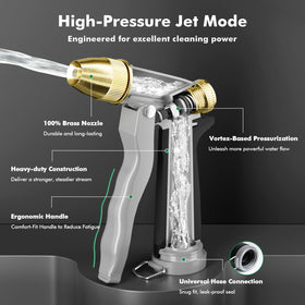 Restmo jet high-pressure mode delivering powerful cleaning for outdoor surfaces.