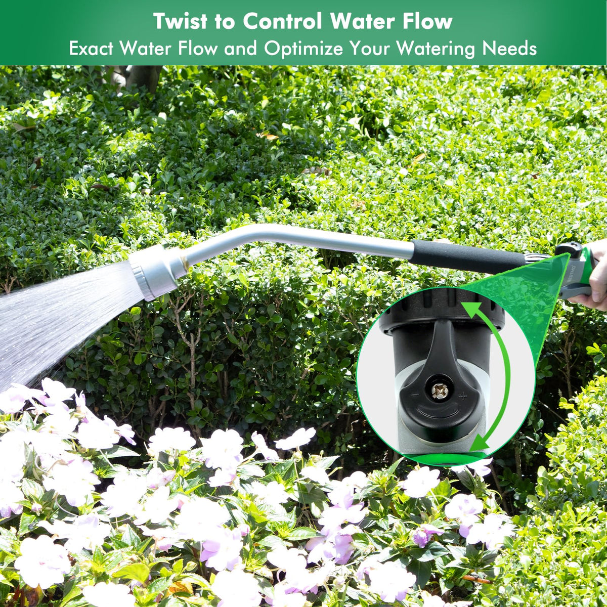 Restmo long watering wand standard 3-4 ght connector ensures quick hose fit.