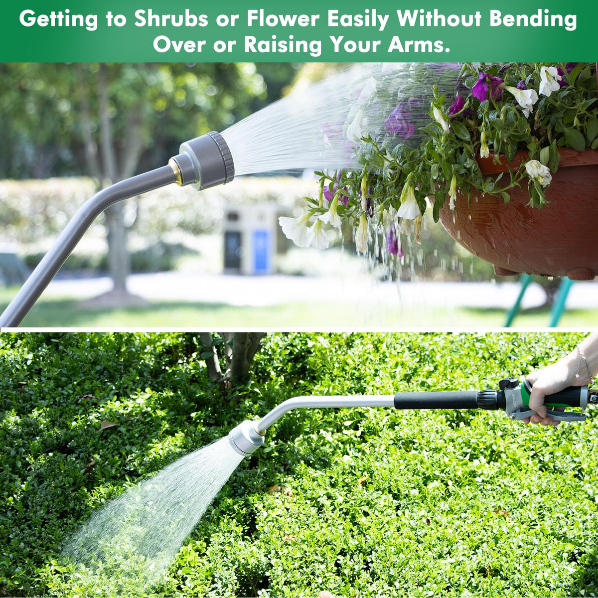 Restmo long watering wand ideal for hanging baskets, shrubs, and beds.